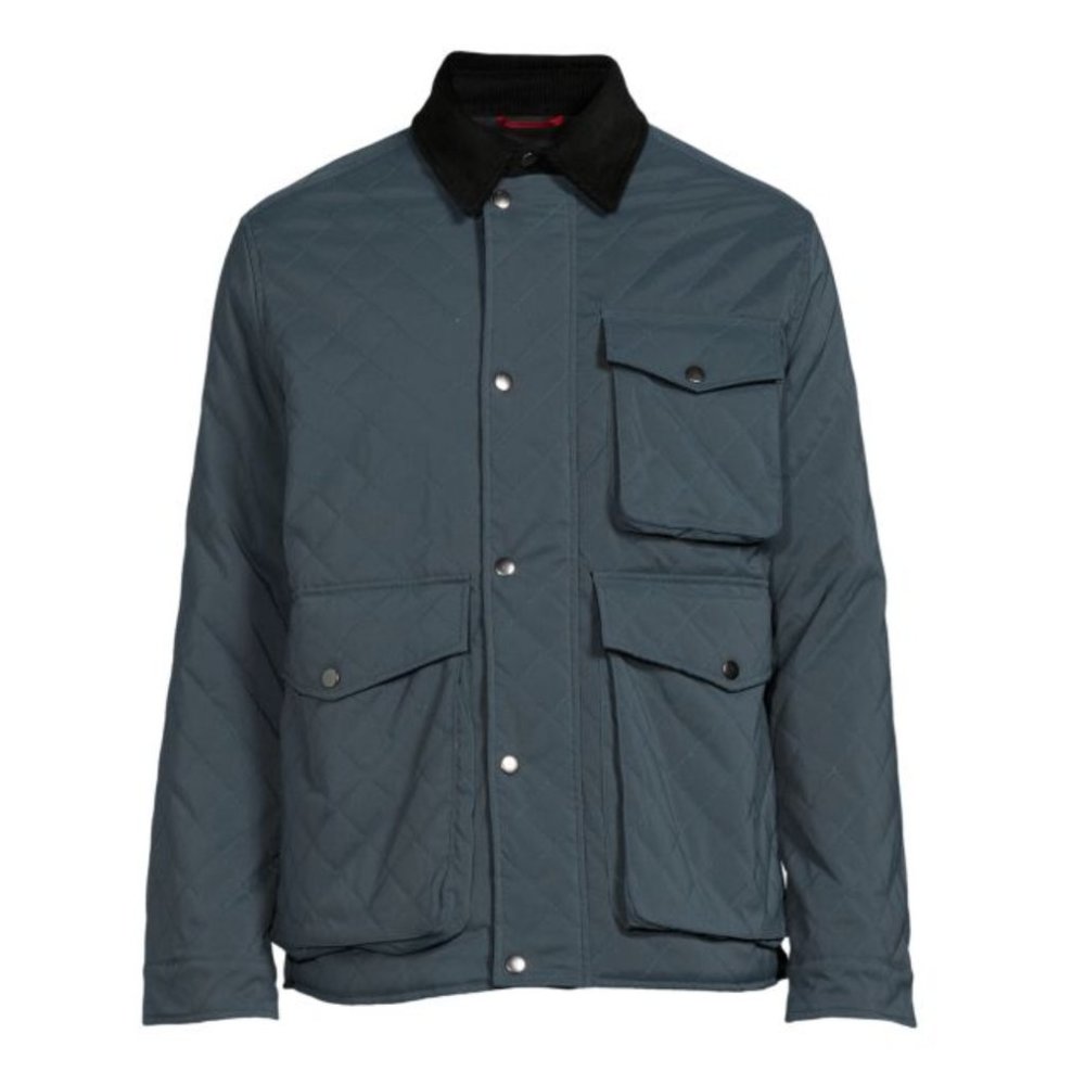 NWT Robert Graham Quilted Camp Jacket in Slate Blue